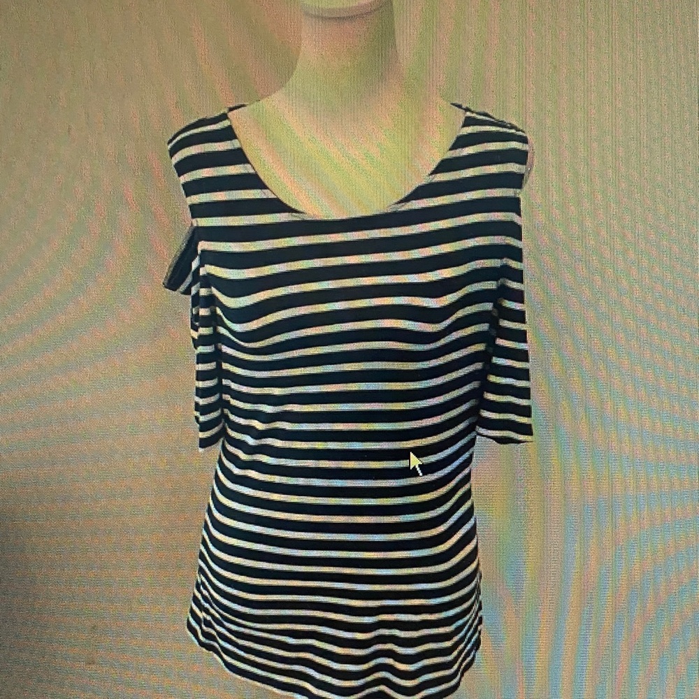 Striped Cold-Shoulder Women’s Top - Black & White